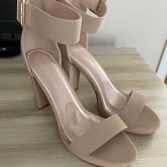 Nude Block Heels - Picture 1 of 4
